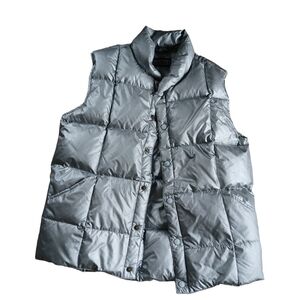 Land's End Vest Women's 10-12 Goose Down Feather Filled Puffer Silver.